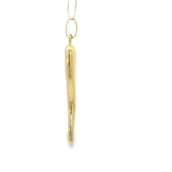 14k Yellow Gold 29mm Italian Horn Pendant Image 2 Arezzo Jewelers Elmwood Park, IL