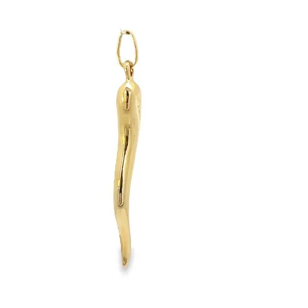 14k Yellow Gold 29mm Italian Horn Pendant Image 3 Arezzo Jewelers Elmwood Park, IL