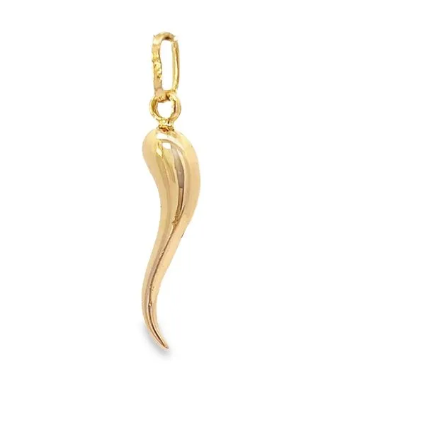 14k Yellow Gold 28mm Italian Horn Pendant Image 3 Arezzo Jewelers Elmwood Park, IL