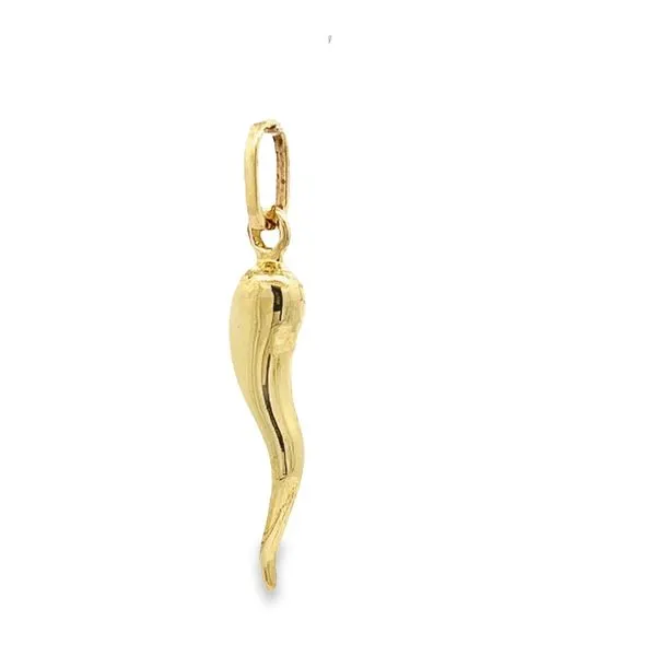 14k Yellow Gold 28mm Solid Italian Horn Pendant Image 2 Arezzo Jewelers Elmwood Park, IL