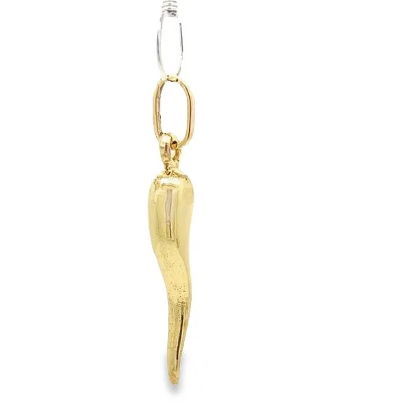 14k Yellow Gold 28mm Solid Italian Horn Pendant Image 3 Arezzo Jewelers Elmwood Park, IL