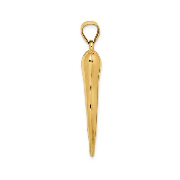 14k Yellow Gold 3D Italian Horn Pendant Image 2 Arezzo Jewelers Elmwood Park, IL