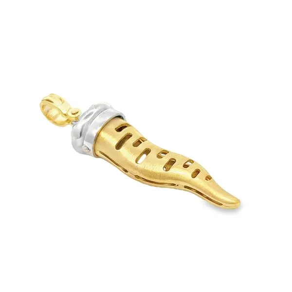 18K Two Tone 3D Italian Horn Gold Pendant Image 2 Arezzo Jewelers Elmwood Park, IL