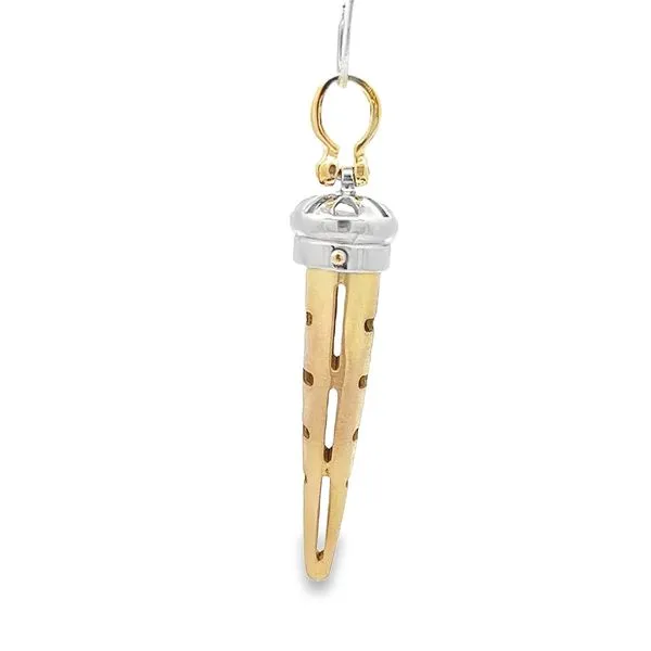 18K Two Tone 3D Italian Horn Gold Pendant Image 3 Arezzo Jewelers Elmwood Park, IL