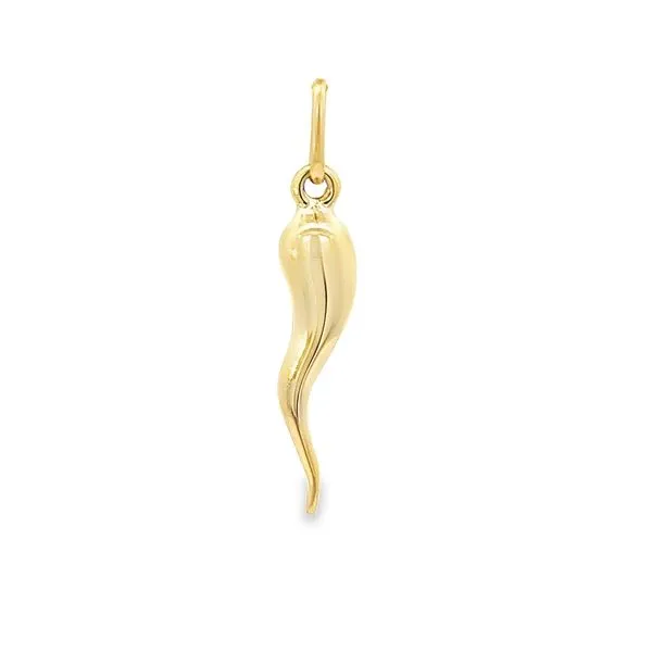 14k Yellow Gold Italian Horn Gold Pendant / Charm Image 3 Arezzo Jewelers Elmwood Park, IL