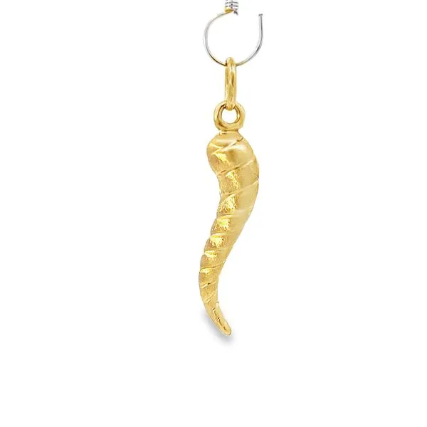 14k Yellow Gold Italian Horn Gold Pendant / Charm Image 3 Arezzo Jewelers Elmwood, IL