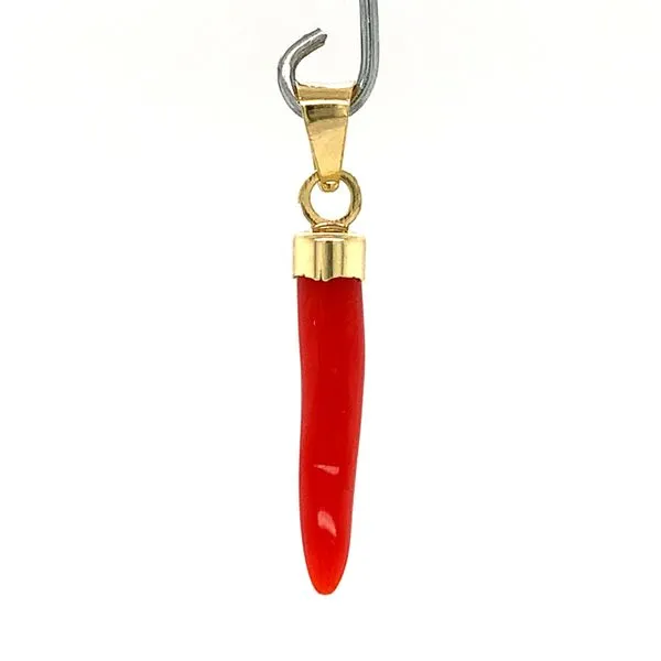 18k Yellow Gold Coral Italian Horn Gold Charm Arezzo Jewelers Elmwood Park, IL