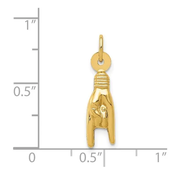 14K Yellow Gold Italian Hand Pendant / Charm Image 3 Arezzo Jewelers Elmwood Park, IL