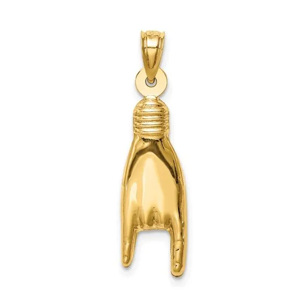 14K Yellow Gold Italian Hand Pendant / Charm Image 3 Arezzo Jewelers Elmwood Park, IL