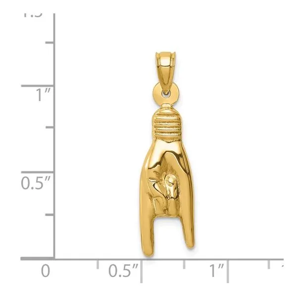 14K Yellow Gold Italian Hand Pendant / Charm Image 4 Arezzo Jewelers Elmwood Park, IL