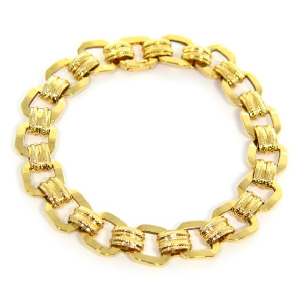 14k Yellow Gold Fancy Link Bracelet Arezzo Jewelers Elmwood Park, IL