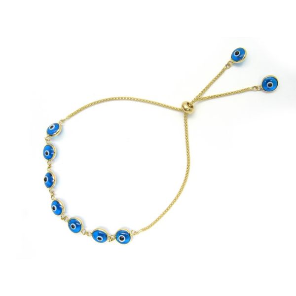 14k Yellow Gold Evil Eye Bracelet - BLUE Arezzo Jewelers Elmwood Park, IL