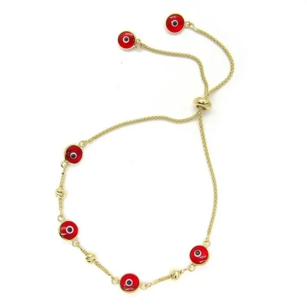 14k Yellow Gold Evil Eye Bracelet - Red Arezzo Jewelers Elmwood Park, IL