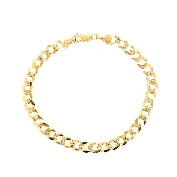 14k Yellow Gold Curb Bracelet, 7