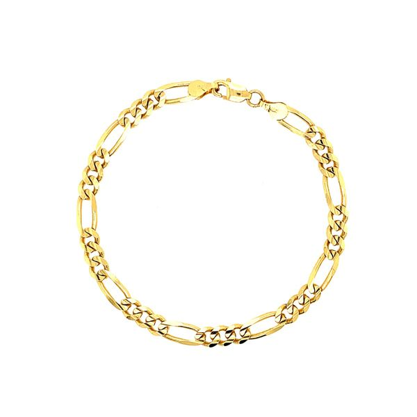 18K Yellow Gold Figaro Bracelet, 7