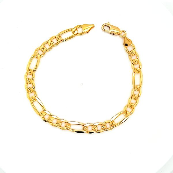 14k Yellow Gold 6.5mm Solid Figaro Bracelet, 8