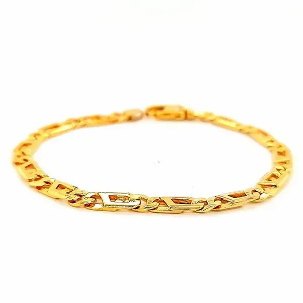 14k Yellow Gold 5mm Fancy Link Bracelet - 7.75