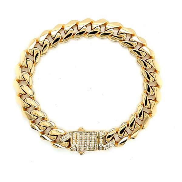 14k Yellow Gold 11mm Semi-Solid Miami Cuban Link Bracelet Arezzo Jewelers Elmwood Park, IL