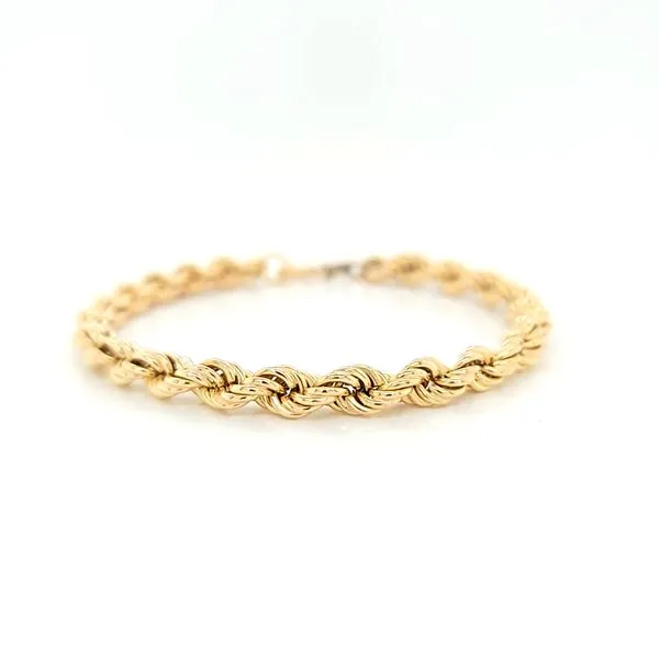 18k Yellow Gold 5.5mm Hollow Rope Bracelet, 7.5