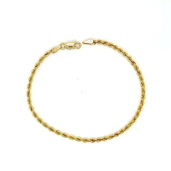 18k Yellow Gold 2.5mm Rope Bracelet Arezzo Jewelers Elmwood Park, IL