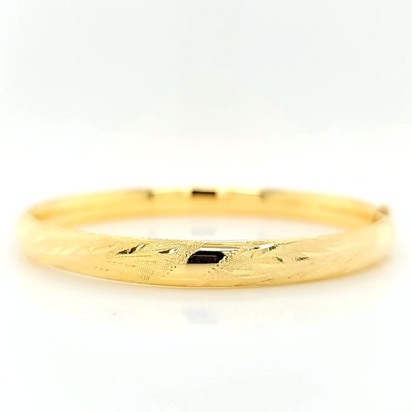 14k Yellow Gold Italian Bangle Bracelet with Wheat Design Arezzo Jewelers Elmwood Park, IL