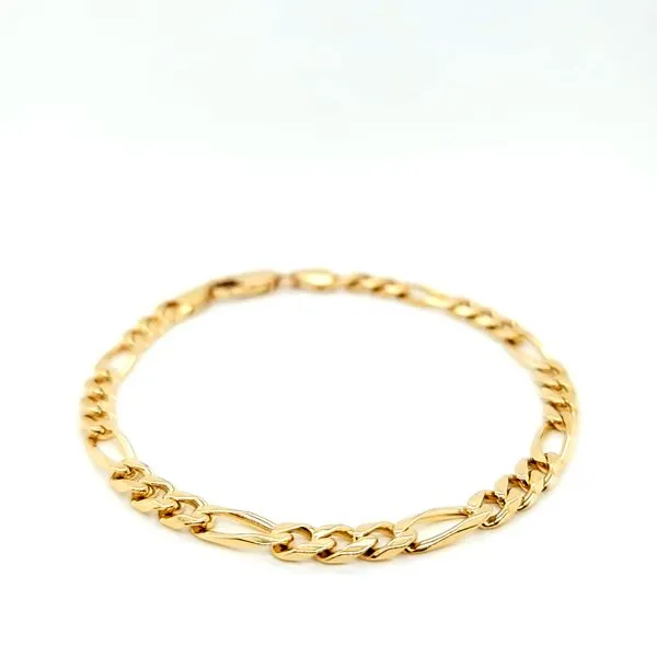 18 Karat Yellow Gold 4.8mm Figaro Link Bracelet, 8