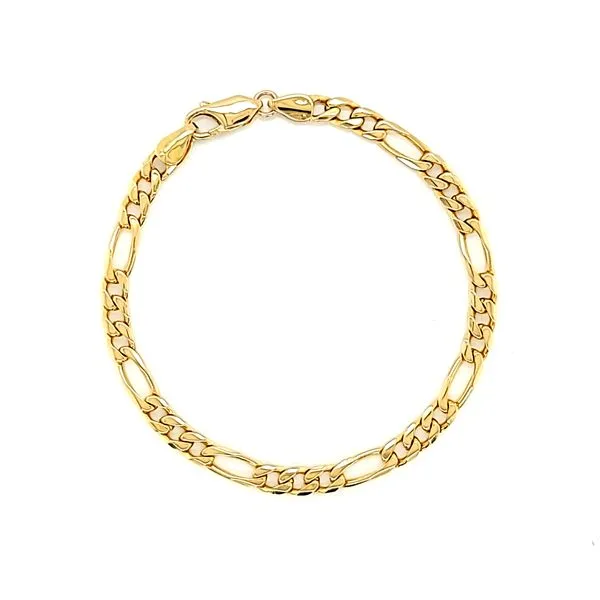 18 Karat Yellow Gold 4.8mm Figaro Link Bracelet, 8