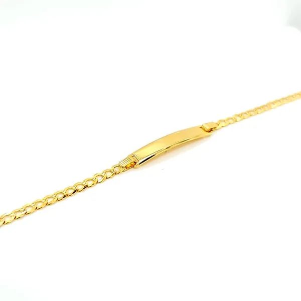 14k Yellow Gold Curb Link Baby ID Bracelet Image 3 Arezzo Jewelers Elmwood Park, IL