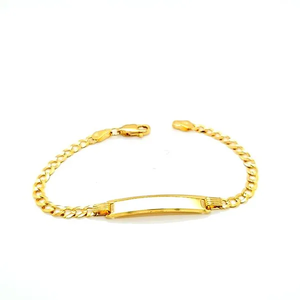 14k Yellow Gold Curb Link Baby ID Bracelet Image 4 Arezzo Jewelers Elmwood Park, IL