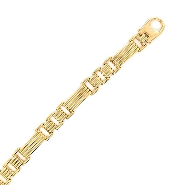 14k Yellow Gold Men's Link Bracelet Image 2 Arezzo Jewelers Elmwood Park, IL