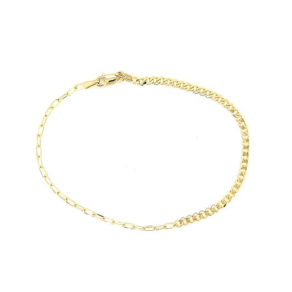 14k Yellow Gold Paper Clip and Curb Link Bracelet Image 2 Arezzo Jewelers Elmwood Park, IL