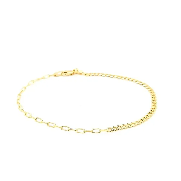 14k Yellow Gold Paper Clip and Curb Link Bracelet Arezzo Jewelers Elmwood Park, IL