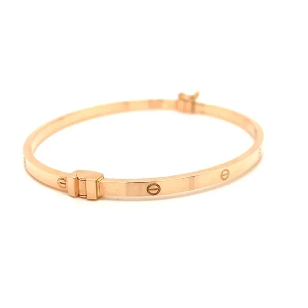 14k Rose Gold Love Style Bangle Bracelet Image 2 Arezzo Jewelers Elmwood Park, IL