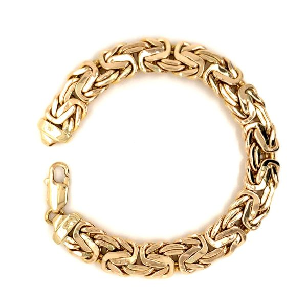 14k Yellow Gold 11mm Byzantine Link Bracelet Arezzo Jewelers Elmwood Park, IL