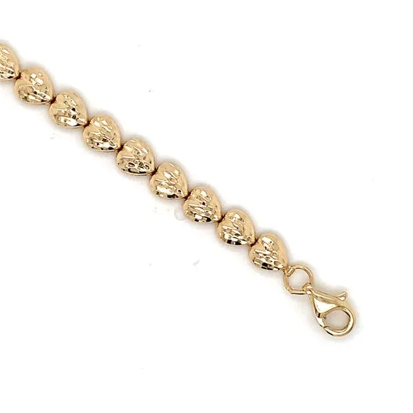 10k Yellow Gold Heart Link Bracelet Image 3 Arezzo Jewelers Elmwood Park, IL