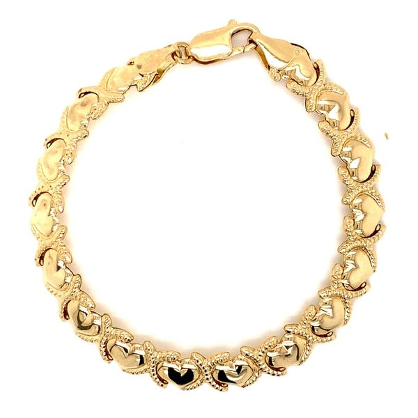 14k Yellow Gold Heart Link Bracelet Image 2 Arezzo Jewelers Elmwood Park, IL