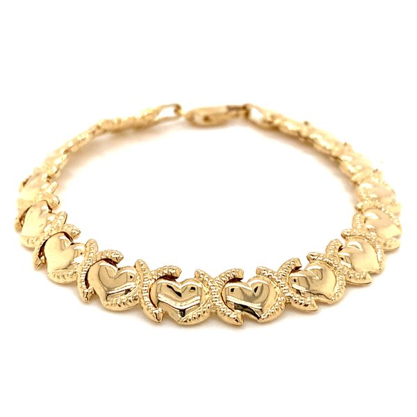 14k Yellow Gold Heart Link Bracelet Arezzo Jewelers Elmwood Park, IL