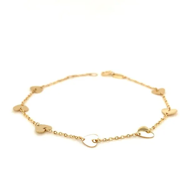 14k Yellow Gold Heart Bracelet Image 2 Arezzo Jewelers Elmwood Park, IL