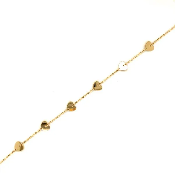 14k Yellow Gold Heart Bracelet Image 3 Arezzo Jewelers Elmwood Park, IL