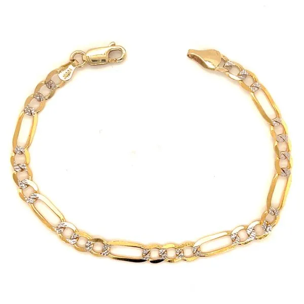 14k Two-Tone D/C Figaro Bracelet, 7
