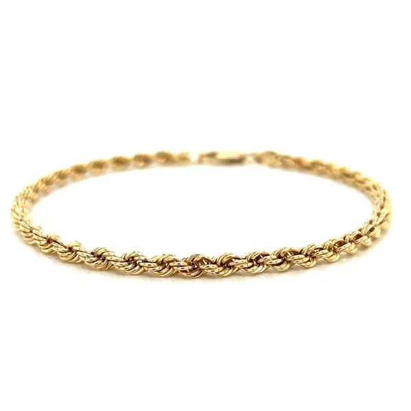 14k Yellow Gold 3.7mm Solid Rope Link Bracelet Image 3 Arezzo Jewelers Elmwood Park, IL