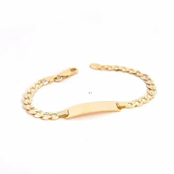 14k Yellow Gold Curb Link Baby ID Bracelet Image 2 Arezzo Jewelers Elmwood Park, IL