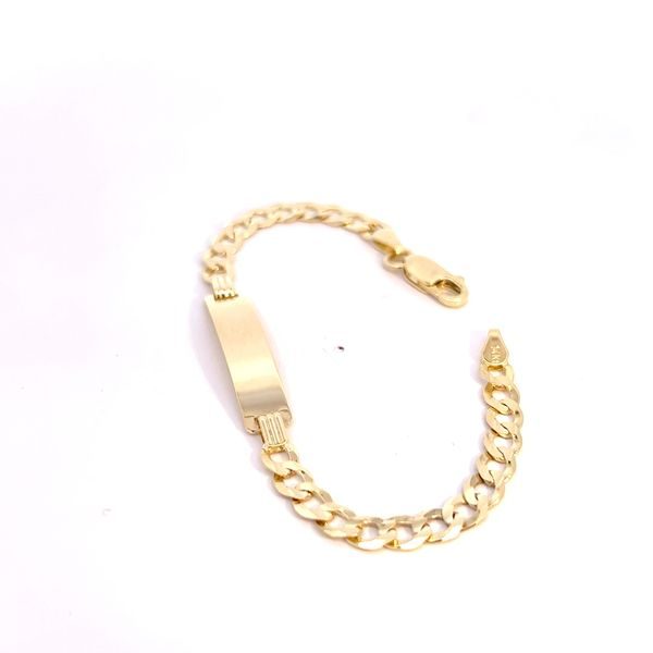 14k Yellow Gold Curb Link Baby ID Bracelet Image 3 Arezzo Jewelers Elmwood Park, IL