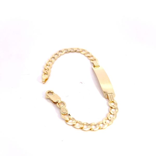 14k Yellow Gold Curb Link Baby ID Bracelet Image 4 Arezzo Jewelers Elmwood Park, IL