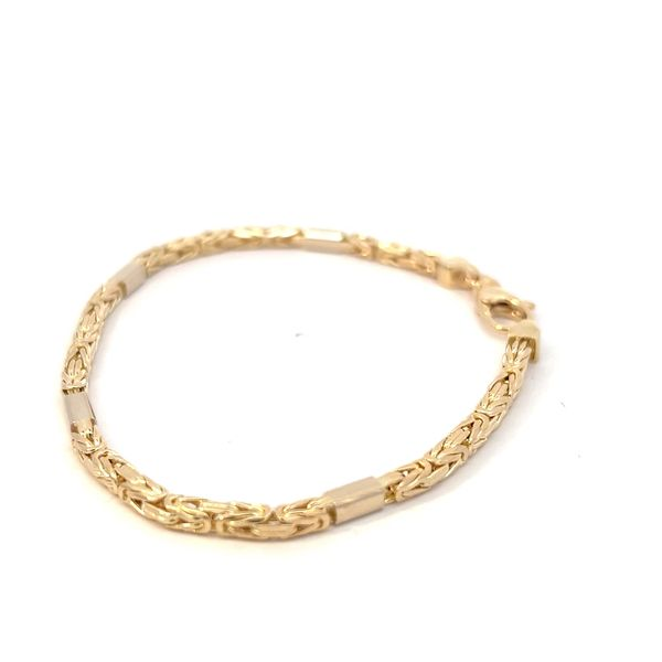 14k Two Tone Gold 3.4mm Byzantine Link Bracelet Image 3 Arezzo Jewelers Elmwood Park, IL