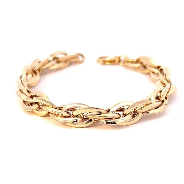 14k Yellow Gold Double Oval Link Bracelet Image 3 Arezzo Jewelers Elmwood Park, IL