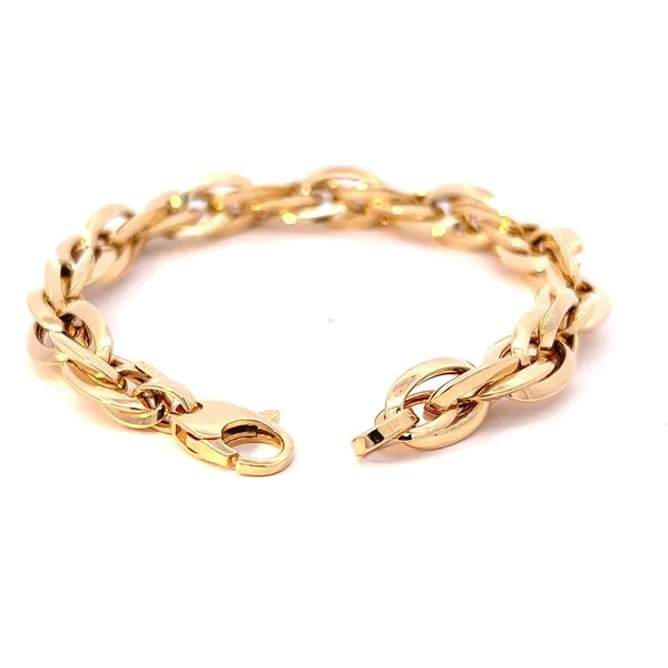 14k Yellow Gold Double Oval Link Bracelet Image 4 Arezzo Jewelers Elmwood Park, IL