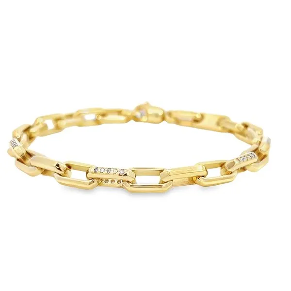 14K Yellow Gold Diamond Cable Link Men's Bracelet similar item image