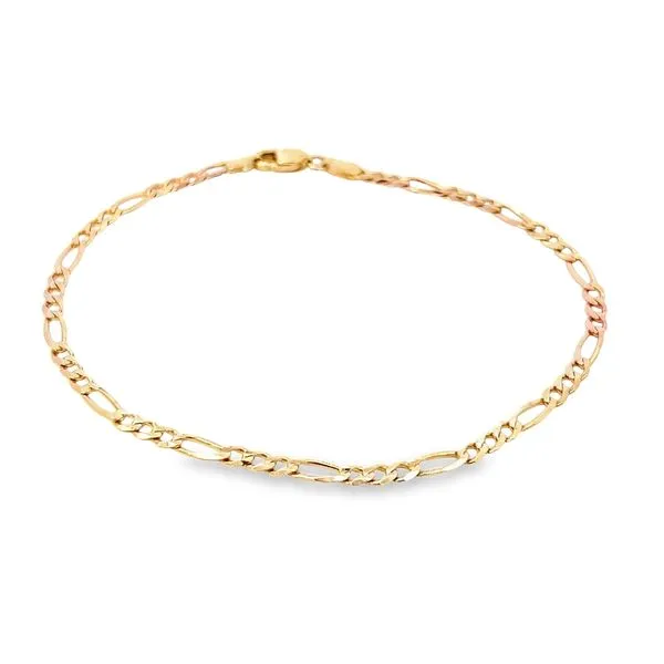 14k Yellow Gold 3mm Figaro Link Bracelet Image 2 Arezzo Jewelers Elmwood Park, IL