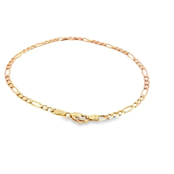 14k Yellow Gold 3mm Figaro Link Bracelet Image 3 Arezzo Jewelers Elmwood Park, IL